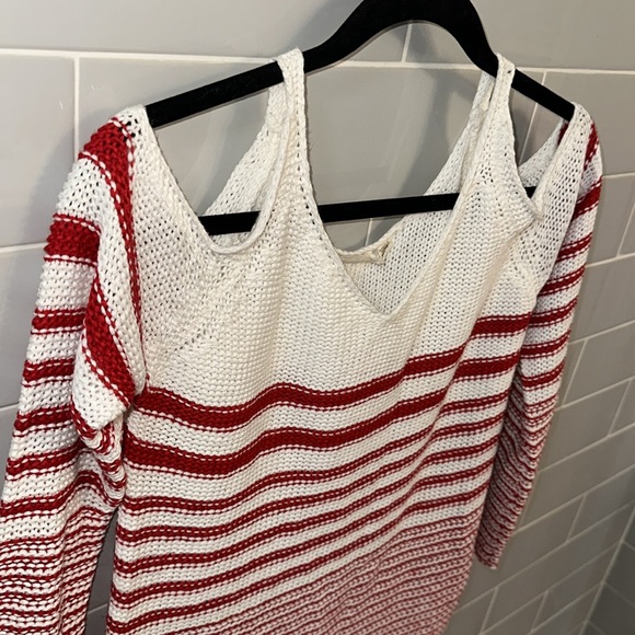 Peek-A-Boo Shoulder Striped Sweater - Picture 9 of 14